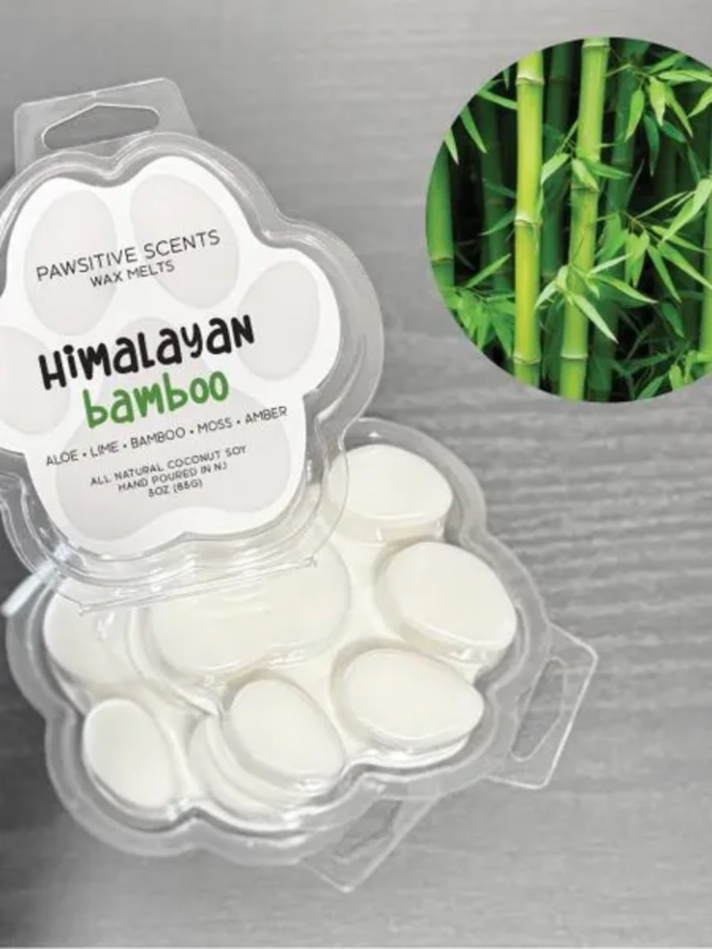 Wax Melt Paw Print/Himalayan Bamboo Scent/Vegan Coconut Soy Wax